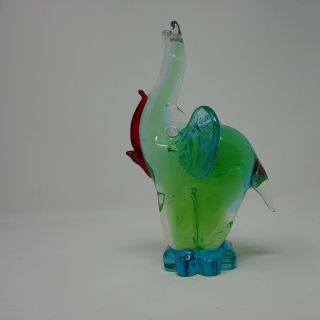 Vintage Murano? Art Glass Elephant Animal Clear Aqua Figurine Paperweight