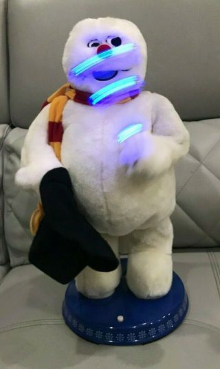 Vintage Gemmy Frosty The Snowman Animated Spinning Light Up Lights Up