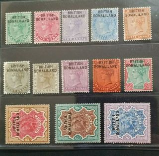 Somaliland 1903 Queen Victoria 1/2a To R5 Sg 1 - 13 Sc 1 - 13 Optd Set 13 Mlh/mh