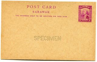 Sarawak 1934 4c Postal Stationery Card Isc P.  16 Perf.  Specimen