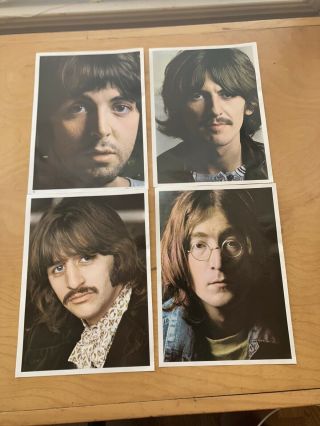 From The Beatles White Album - Set Of 4 - 8 " X 10 " Glossy Photo Head Shots - Color