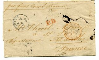 Mauritius 1864 Pair 4d.  On Entire Port Louis “per First Mail Steamer” To Paris