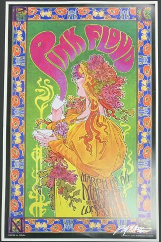 Pink Floyd Concert Tour Poster Handbill Signed By Artist Bob Masse 15x23 Robert