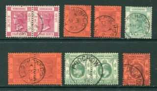 Old China Hong Kong Qv/kevii 10 X Stamps With Foochow Treaty Port Cds Pmks