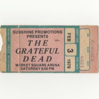 Grateful Dead Concert Ticket Stub Indianapolis 2/3/79 Market Casey Jones Rare