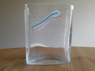 1980 Swedish Art Glass Kosta Boda Bertil Vallien Rainbow Series Clear Glass Vase