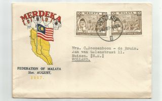 Malaysia 1957 Merdeka Pr On Private Fdc Sent Frm Penang To Holland At 20c Rate