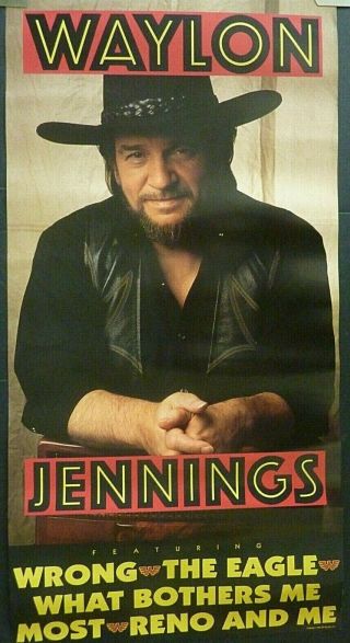 Rare Waylon Jennings The Eagle 1990 Vintage Music Store Promo Poster