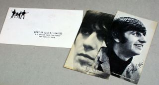 Beatles - Fan Club Usa Ltd.  Envelope,  2 Rare Cards - Ringo/george - 1964 - Axsb