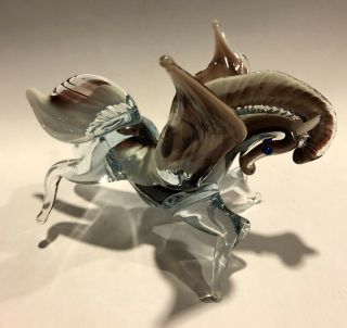 Murano Italy Hand Blown Gorgeous Artist Hand Crafted Glass Pegasus Figurine