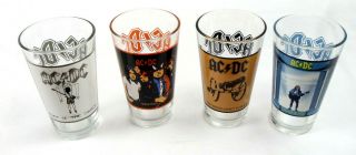 Ac/dc 4 Piece Drinking Glass Set Album Covers Collectible