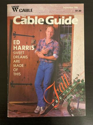 Vintage Group W Cable Tv Guide September 1986 Ed Harris - Fall Preview Issue