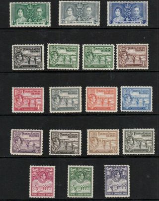 Turks & Caicos Islands 1937 - 1938 King George Vi Stamps To 10/ -