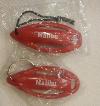 2 Mini Baywatch Malibu Lifeguard Red Rescue Can Key Chain And Magnet Zipper Pull