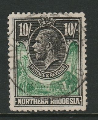 Northern Rhodesia 1925 - 29 George V 10/ - Green And Black Sg 16 Fine.