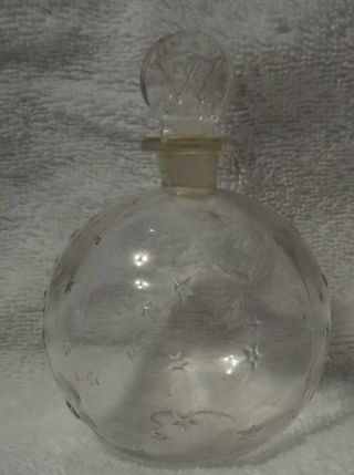 Vintage Made In France R.  Lalique Worth Clear Perfume Bottle W/stars