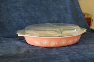 Vintage Pink Daisy Pyrex Serving Casserole Bowl Dish With Lid