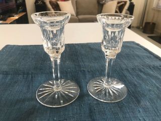 Set Of 2 Vintage Waterford Giftware Cut Crystal Footed Candlesticks