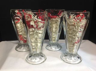 Vintage Old Fashioned Paneled Ice Cream Soda Fountain Sundae Glasses Set Of 4