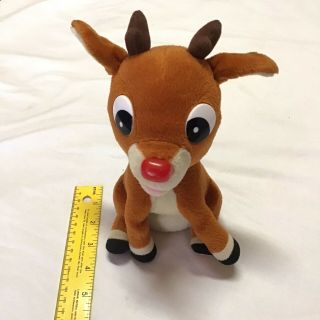 Vintage Gemmy Stuffed Rudolph The Red Nosed Reindeer Flashing Red Nose & Sings