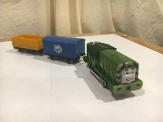 Motorized Salty’s Green Coat Of Paint W/ Cars Fo Thomas And Friends Trackmaster