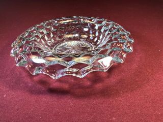 Vintage Fostoria American Clear Crystal Bowl,  Cube Pattern,  Rolled Edge