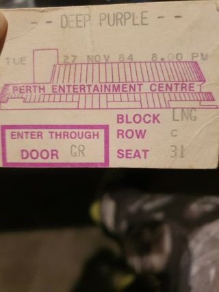 Rare Vintage Deep Purple Band Concert Ticket Stub 1984