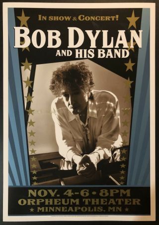 2014 Bob Dylan Concert Poster Minneapolis,  Mn Orpheum Theater Nov 4 - 6,  2014