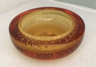 Vintage Whitefrier’s Amber Orange Controlled Air Bubble Glass Dish