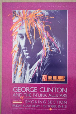 Vintage George Clinton P - Funk Allstars Poster Bill Graham 1989 Fillmore
