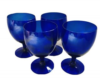 Set Of 4 Dark Cobalt Blue Low Water Goblets/ Wine Glasses - 5 - 1/4 " - Pier 1?