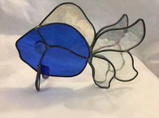 Stained Lead Glass FISH Vintage Hand Crafted FIGUREINE 3