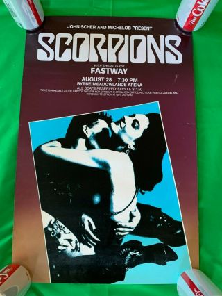 Rare Scorpions W/fastway Concert Tour Poster Usa 1984 Tour