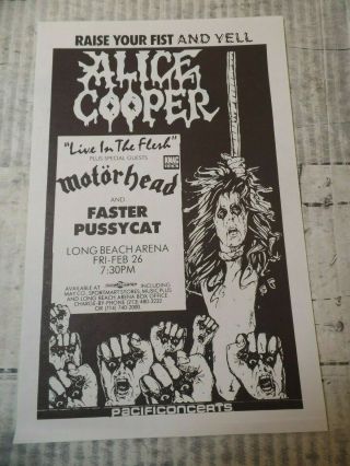 1988 Alice Cooper Motorhead Faster Pussycat Concert Poster Flyer