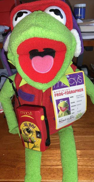 Macys Official Kermit The Frog - Tographer Plush W/ Camera 26 " W/ Tags Henson