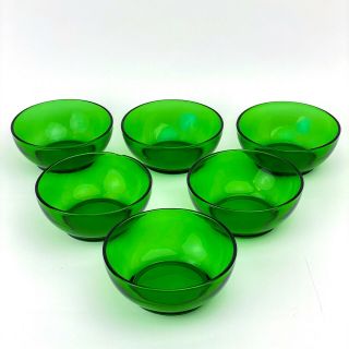 Vintage Set Of 6 - Emerald Forest Green 5 3/8 " Bowls (soup,  Ice Cream,  Popcorn)