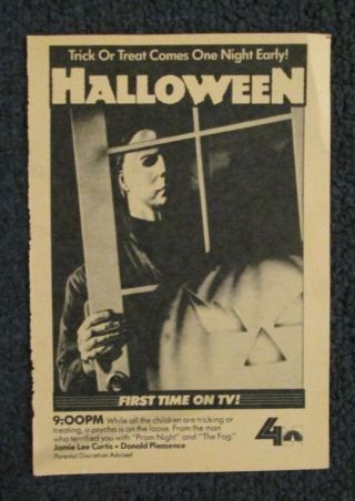 Halloween John Carpenter Jamie Lee Curtis Tv Premiere Ad Clipping Michael Meyers