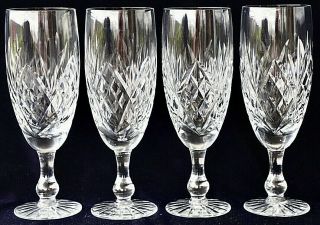 4 Vintage Retro Diamond Cut Crystal Champagne Flutes Glasses