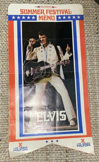 Elvis Summer Festival Menu 1972 Las Vegas Hilton Red White And Blue Fair Cond