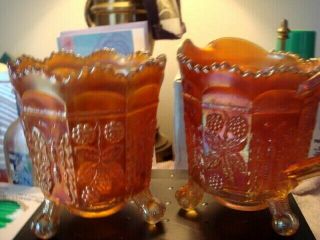 Fenton Butterfly And Berry Marigold Creamer & Spooner Set,  Rare 1930s - 40s