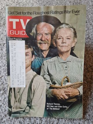 Vintage Old Tv Guide Waltons Cover Aug 21 - 27 1976 Issue 1221 Series