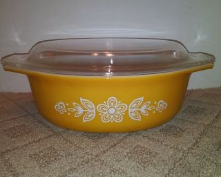 Vintage Pyrex Butterfly Gold Covered Casserole Dish 043 1.  5 Qt With Lid 943c - 35