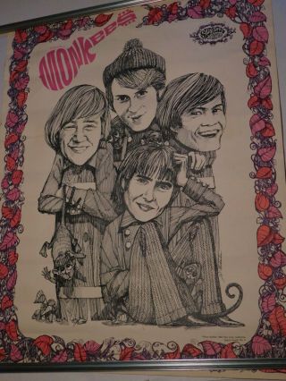 ORIG.  1967 The Monkees wall poster Sparta Graphics 6 Dave Schiller Psychedelic 2