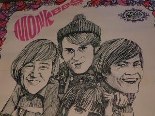 ORIG.  1967 The Monkees wall poster Sparta Graphics 6 Dave Schiller Psychedelic 3