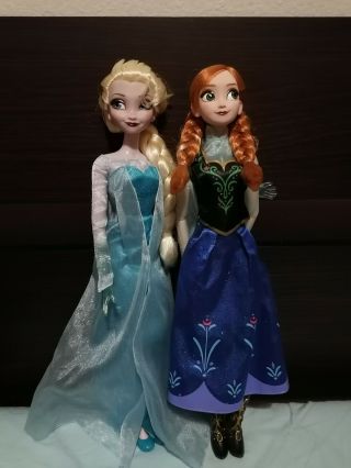 Disney Store Frozen Singing Elsa And Anna Light Up 16 Inch Doll Motion Activated