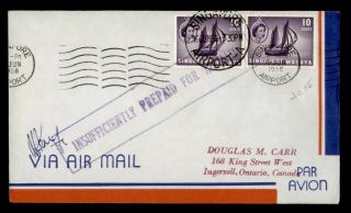Dr Who 1958 Malaya Singapore To Canada Insufficient Postage For Airmail F56784