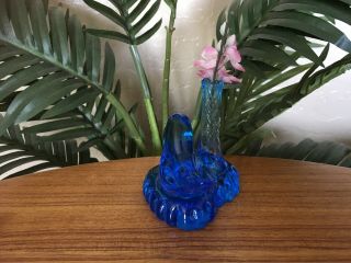 Rare Leo Ward Signed Bluebird of Happiness Glass Bud Vase Paperweight Figurine 3