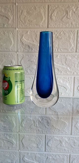 Blue To Clear Sommerso Teardrop Murano Art Glass Vase 60 