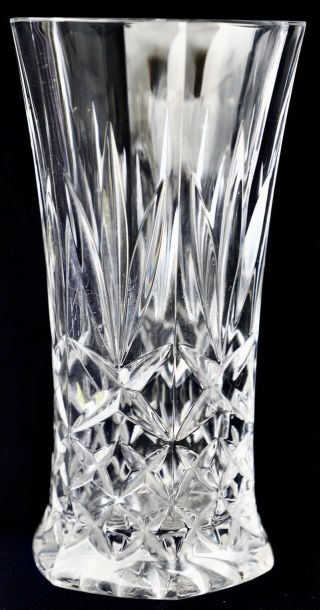 Vintage Retro Diamond Cut Crystal Vase 21 Cm High 1.  4 Kg