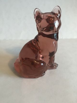 Vintage Fenton Pink Cranberry Art Glass Cat Animal Figurine 3